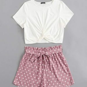 Cropped top and high waisted short set